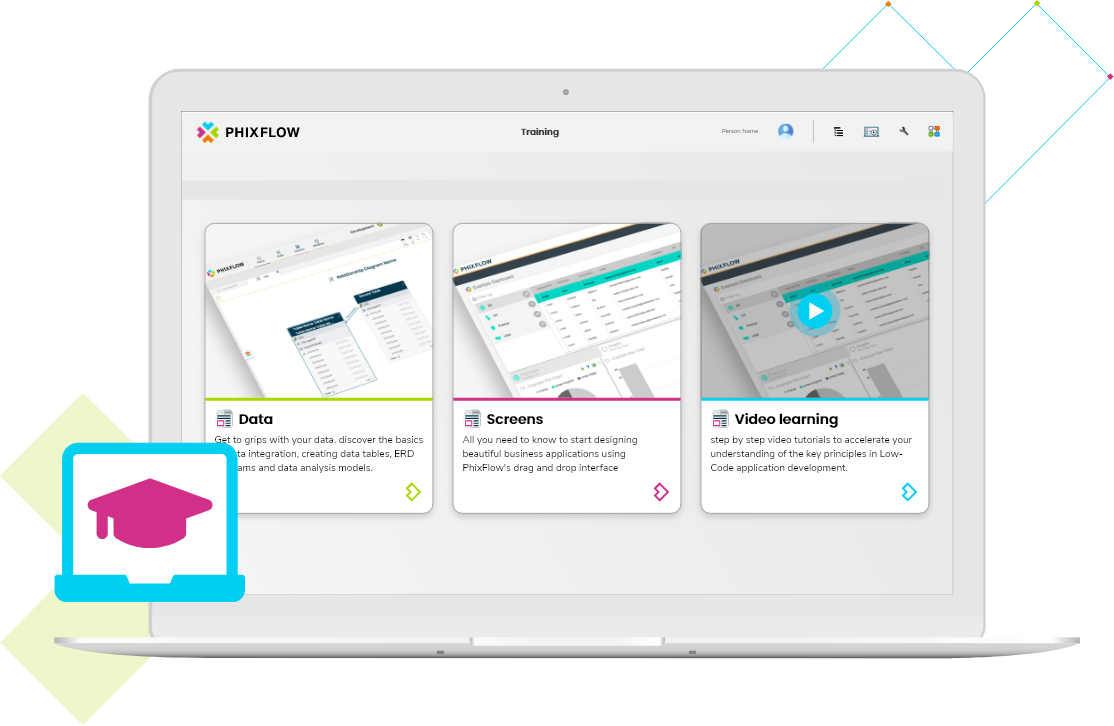 PhixFlow Low-Code app Development: Hosted Training Systems